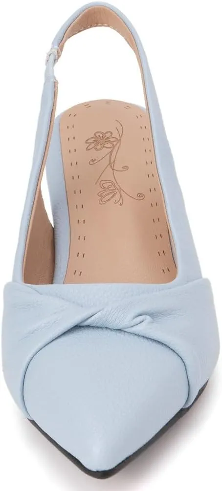 DINTAHA Pointed Toe Slingback Kitten Heels for Women,Low Kitten Heel Pumps Office Dress Shoes