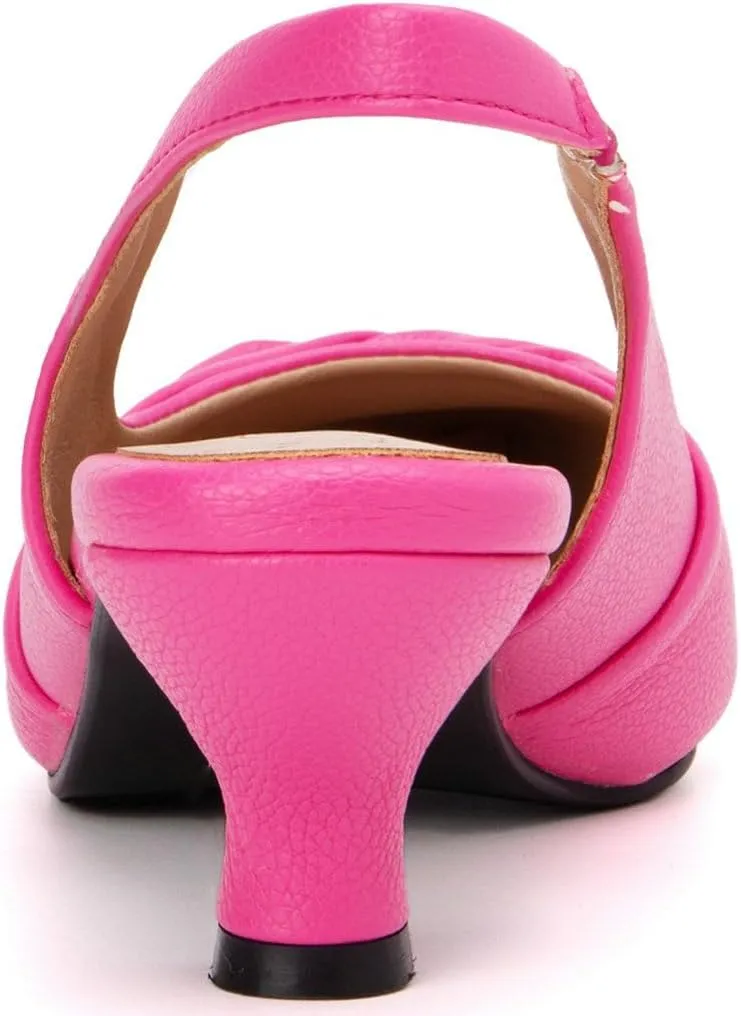 DINTAHA Pointed Toe Slingback Kitten Heels for Women,Low Kitten Heel Pumps Office Dress Shoes