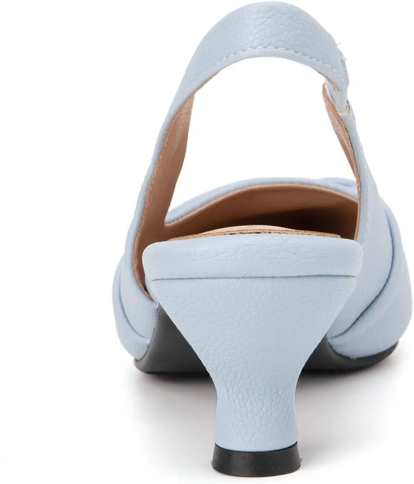 DINTAHA Pointed Toe Slingback Kitten Heels for Women,Low Kitten Heel Pumps Office Dress Shoes