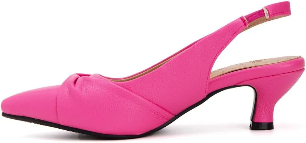 DINTAHA Pointed Toe Slingback Kitten Heels for Women,Low Kitten Heel Pumps Office Dress Shoes