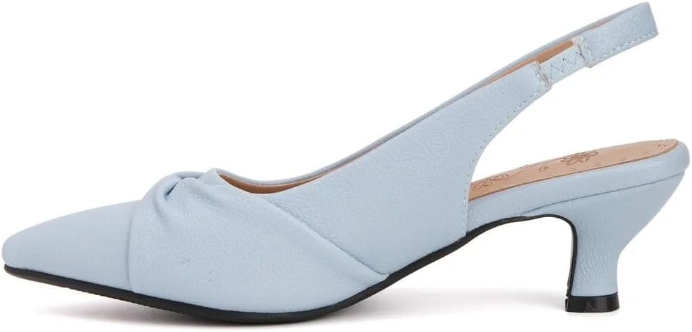 DINTAHA Pointed Toe Slingback Kitten Heels for Women,Low Kitten Heel Pumps Office Dress Shoes