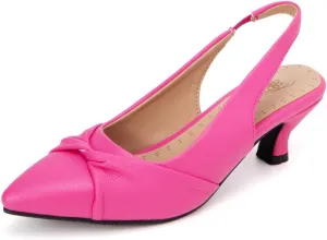 DINTAHA Pointed Toe Slingback Kitten Heels for Women,Low Kitten Heel Pumps Office Dress Shoes
