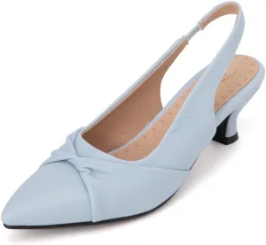 DINTAHA Pointed Toe Slingback Kitten Heels for Women,Low Kitten Heel Pumps Office Dress Shoes