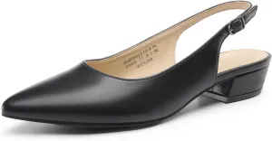 DREAM PAIRS Kitten Slingback Low Block Heels for Women Pointed Closed Toe Business Dress Shoes Wedding Party Comfortable Pumps Shoes