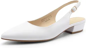 DREAM PAIRS Kitten Slingback Low Block Heels for Women Pointed Closed Toe Business Dress Shoes Wedding Party Comfortable Pumps Shoes