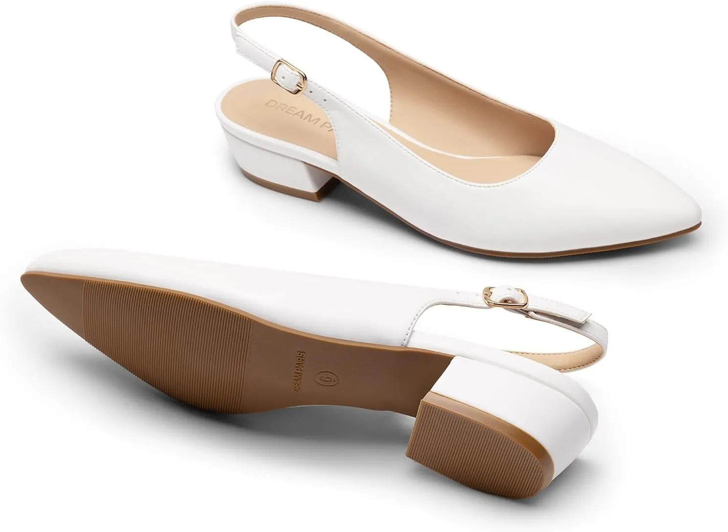 DREAM PAIRS Kitten Slingback Low Block Heels for Women Pointed Closed Toe Business Dress Shoes Wedding Party Comfortable Pumps Shoes
