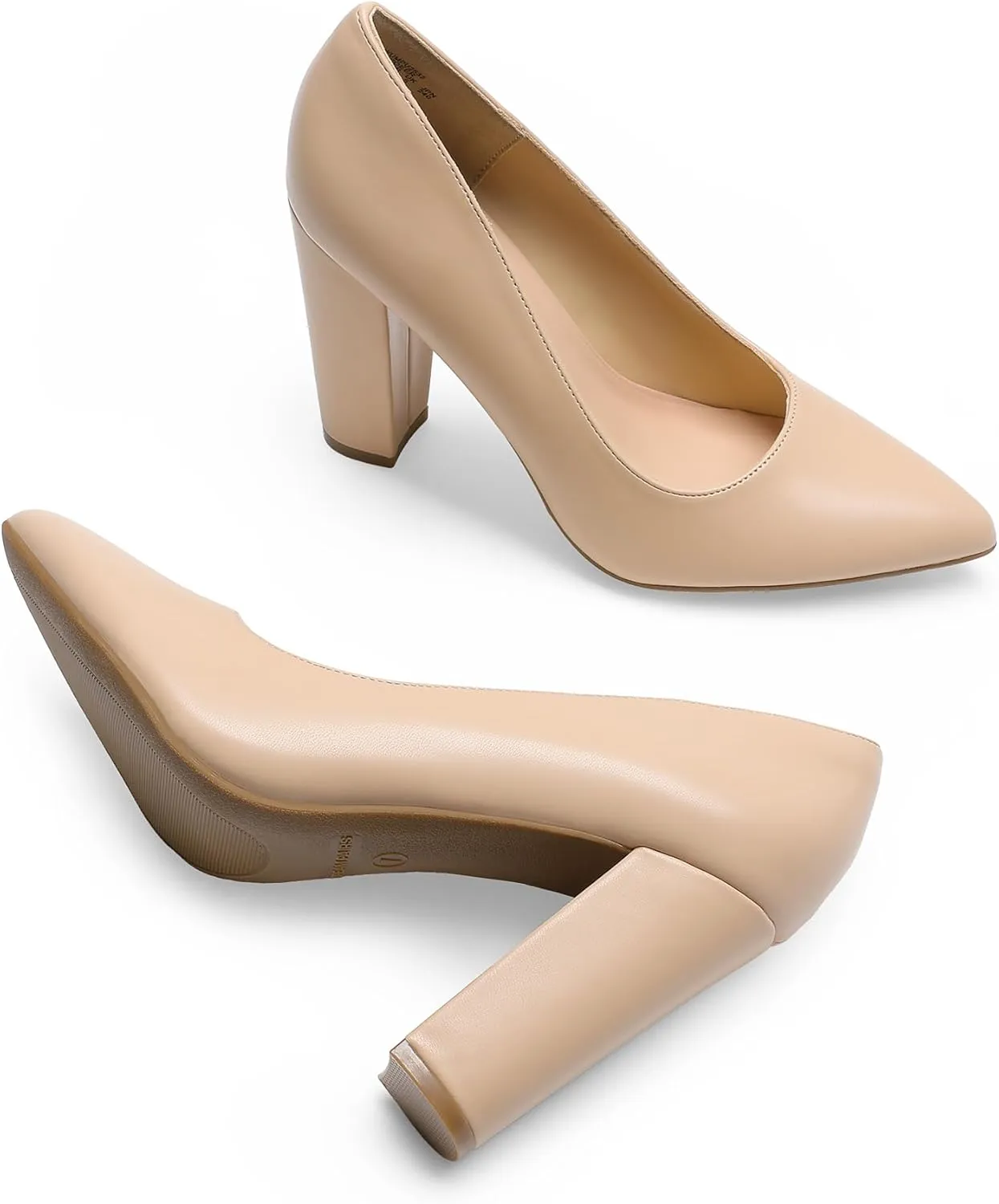 DREAM PAIRS Women's High Chunky Block Heels Closed Pointed Toe Slip on Women Pumps Wedding Party Work Comfortable Dress Shoes for Women