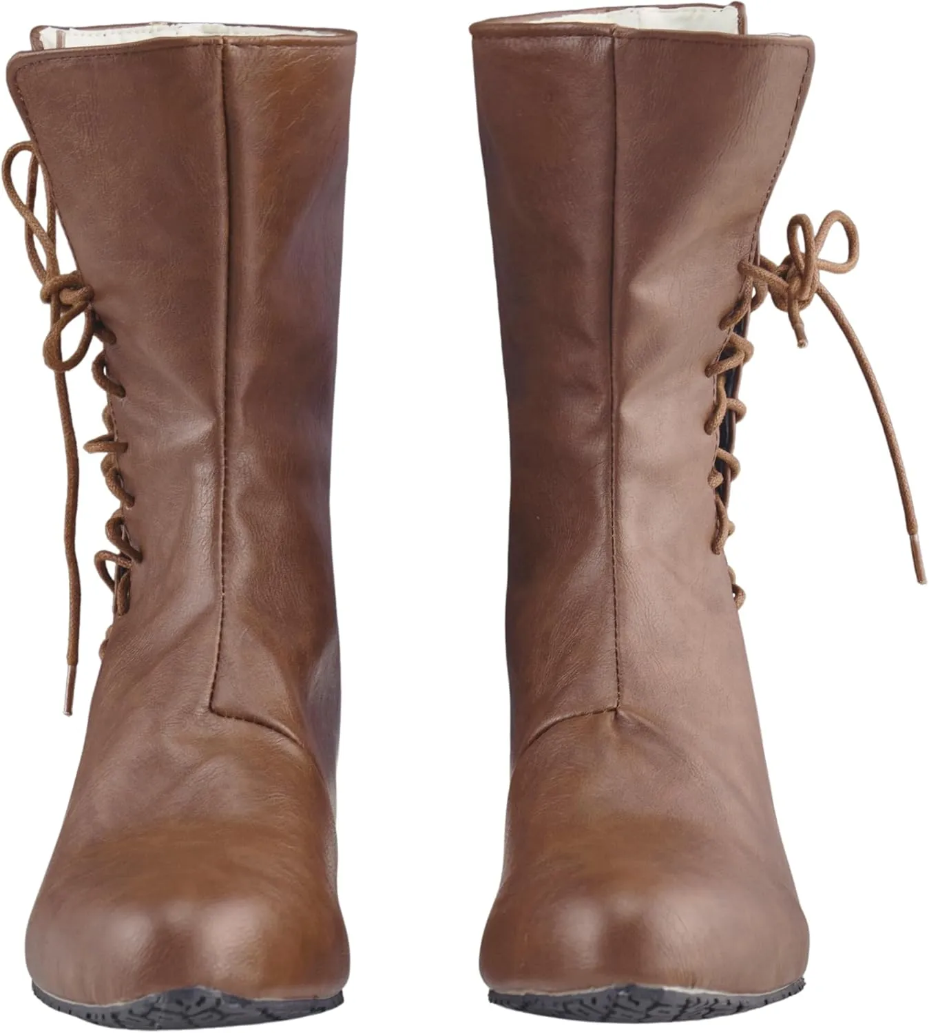 DUNHAO COS Medieval Men's Faux Leather Lace-up Boots Gothic Shoes