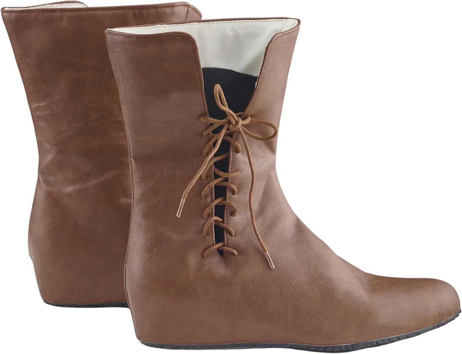 DUNHAO COS Medieval Men's Faux Leather Lace-up Boots Gothic Shoes