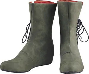 DUNHAO COS Medieval Men's Faux Leather Lace-up Boots Gothic Shoes
