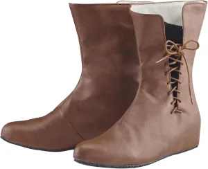 DUNHAO COS Medieval Men's Faux Leather Lace-up Boots Gothic Shoes