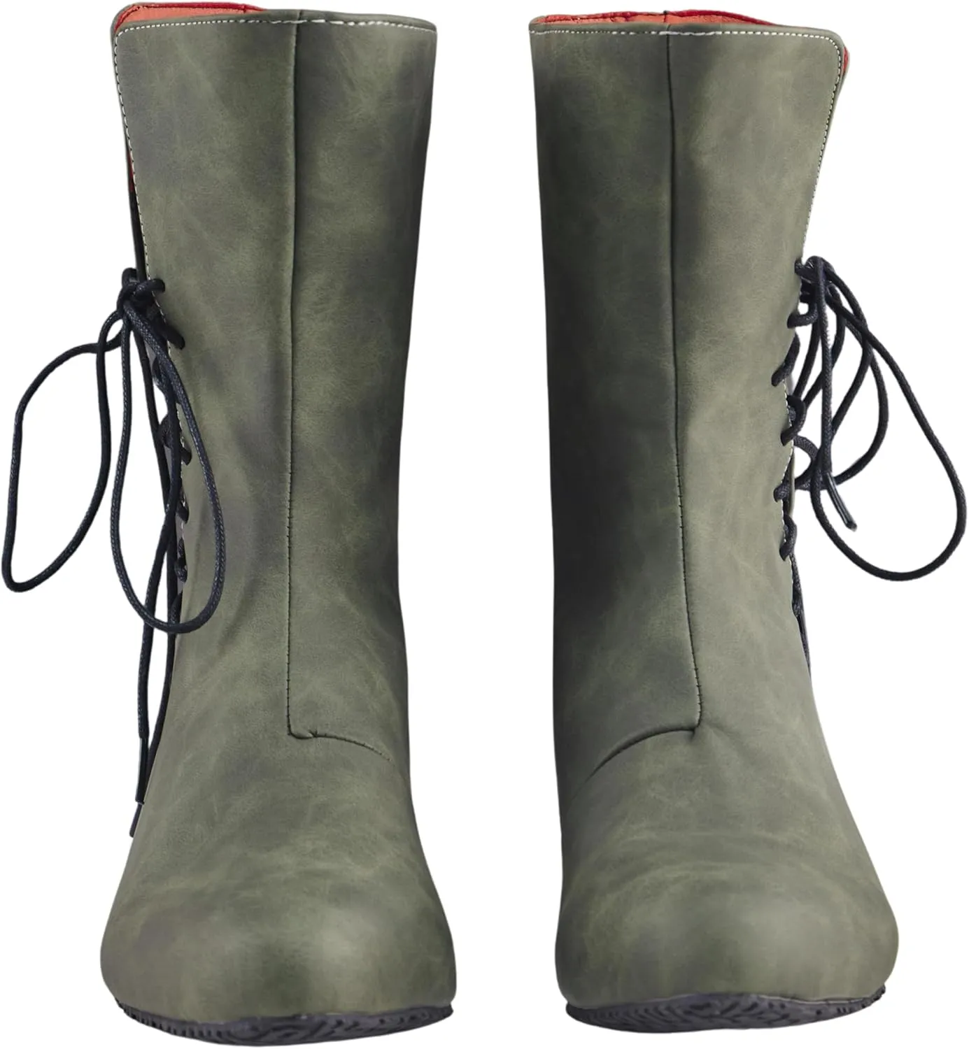 DUNHAO COS Medieval Men's Faux Leather Lace-up Boots Gothic Shoes