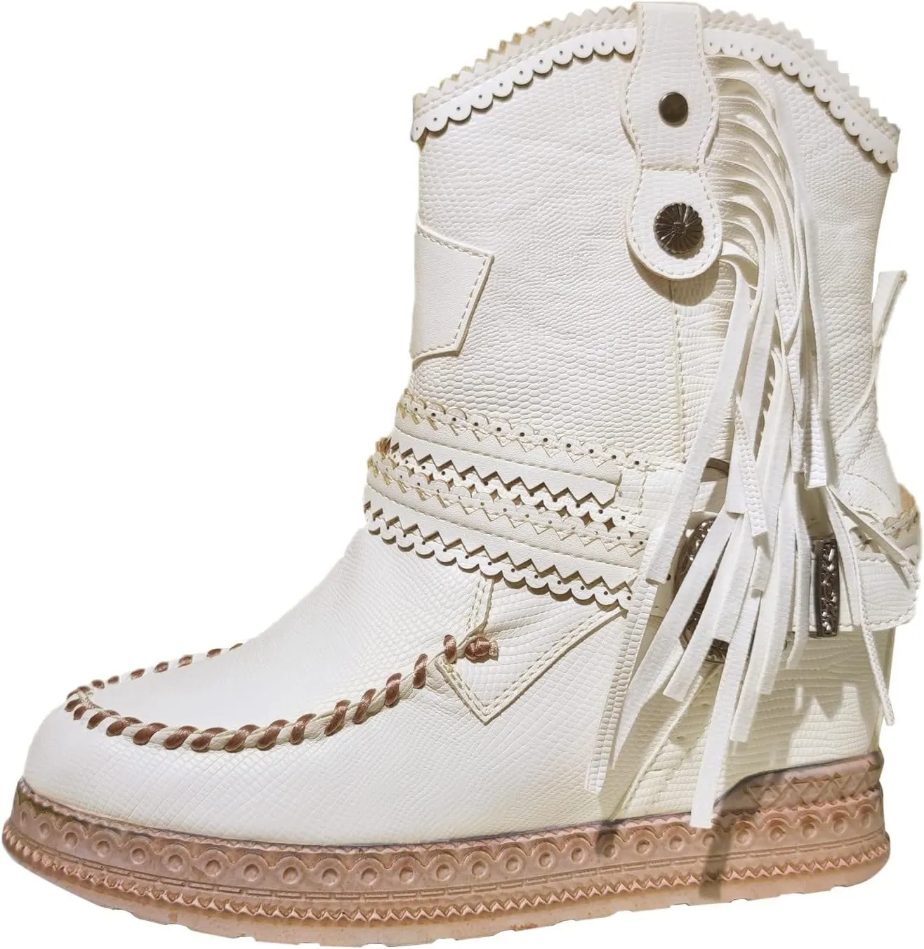 Eduavar Cowboy Boots for Women Cowboy Style, Western Boots Women Tassel Boots Western Ankle Booties Square Toe Platform Boots