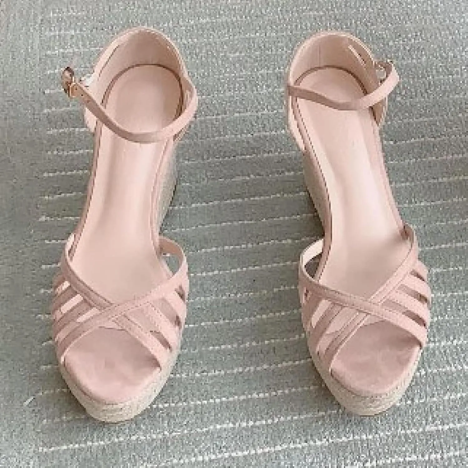 Elegant Summer Platform Skirts Lace up Canvas Sandals Wedding Party Wedge High Heels Women's