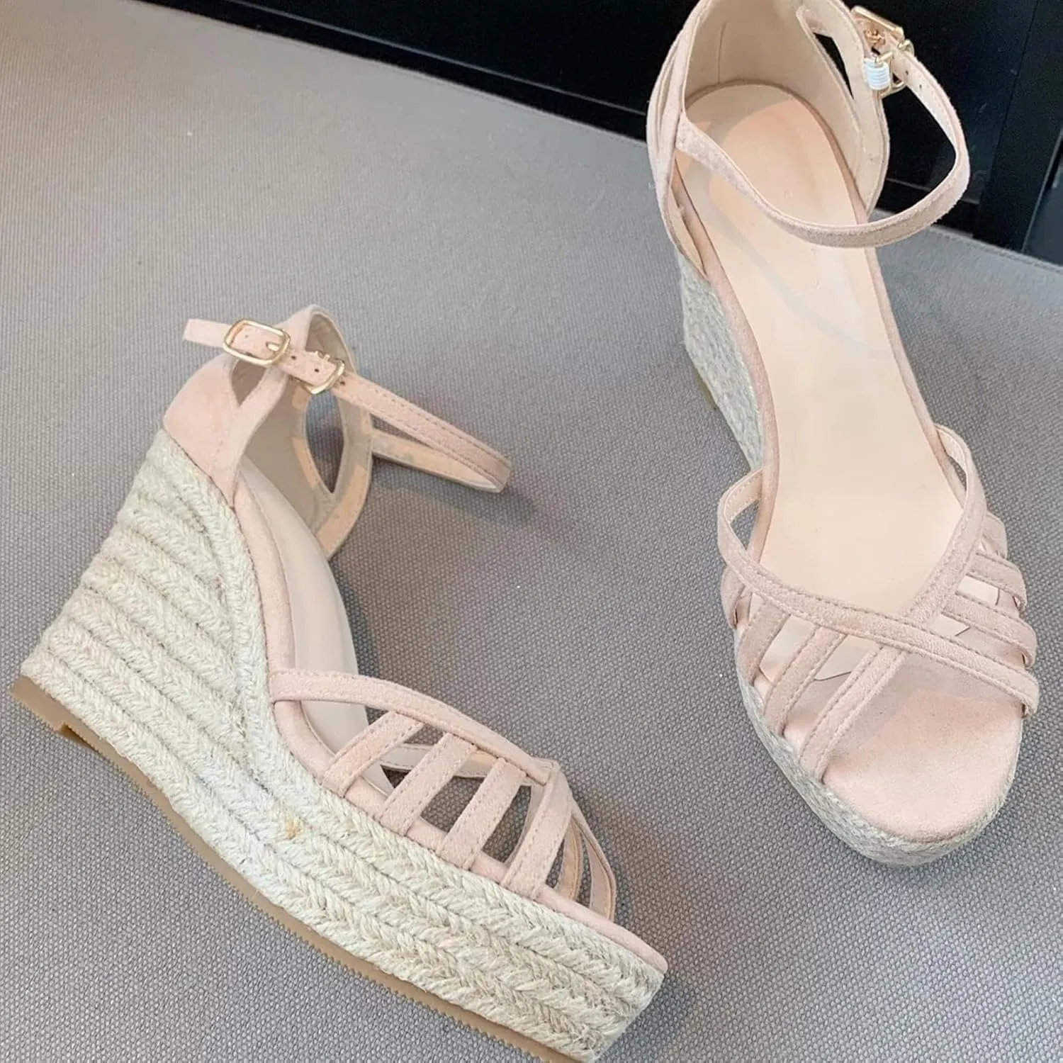 Elegant Summer Platform Skirts Lace up Canvas Sandals Wedding Party Wedge High Heels Women's