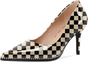 Esvowido Women's High Heels Pumps Closed Pointed Toe Stiletto Heels Comfortable Slip on Stiletto Pumps 3.5 Inch High Heels for Ladies Wedding Work Office