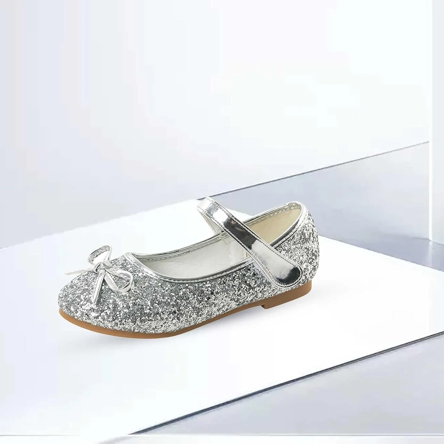 Flower Girl Dress Shoes Rhinestones Bow Mary Jane Ballet Flats for Girls Wedding Party Toddler Kids Shoes
