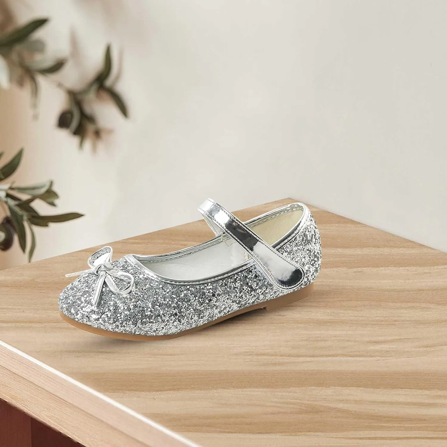 Flower Girl Dress Shoes Rhinestones Bow Mary Jane Ballet Flats for Girls Wedding Party Toddler Kids Shoes