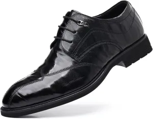 Formal Shoes Men Classic Patent Leather Shoes for Men Lace-Up Comfortable Non-Slip Dress Sneakers Fashion Breathable Prom Business Wedding Dress Shoes