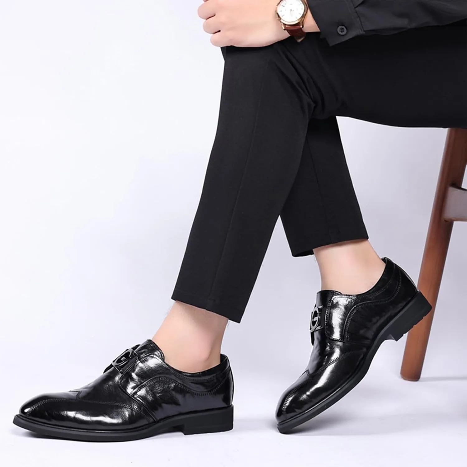 Formal Shoes Men Classic Patent Leather Shoes for Men Lace-Up Comfortable Non-Slip Dress Sneakers Fashion Breathable Prom Business Wedding Dress Shoes