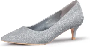 GENSHUO Womens Kitten Heels,Classic 2 Inch Low Heel Pumps Slip On Closed Pointed Toe Pumps Office Work Dress Heeled Pump Shoes