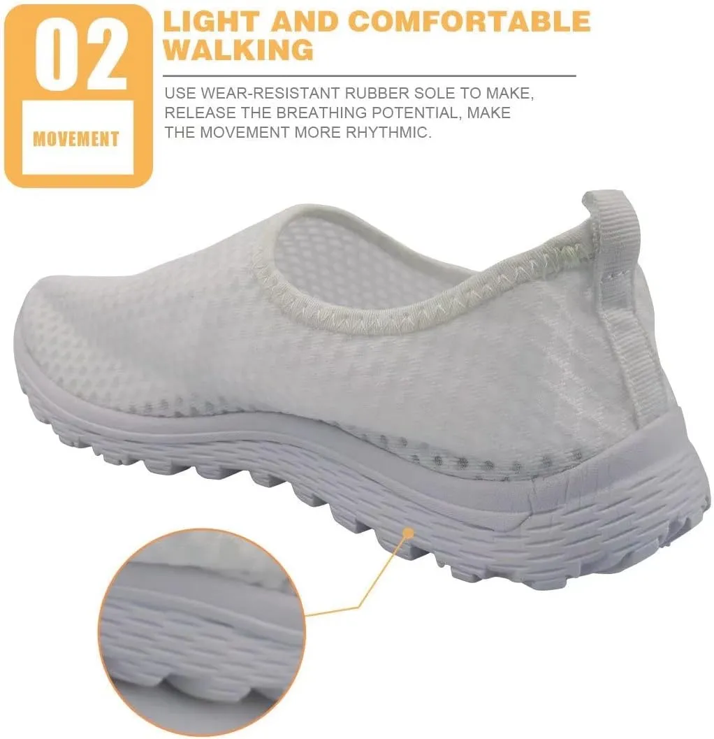 GIFTPUZZ Women's Slip-on Sneakers Breathable Casual Mesh Work Walking Shoes
