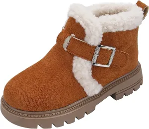 Girls Boots Kids Ankle Boots for Toddler Little Kid Big Kid Fleece Lined Short Booties Non Slip Warm Winter Boot