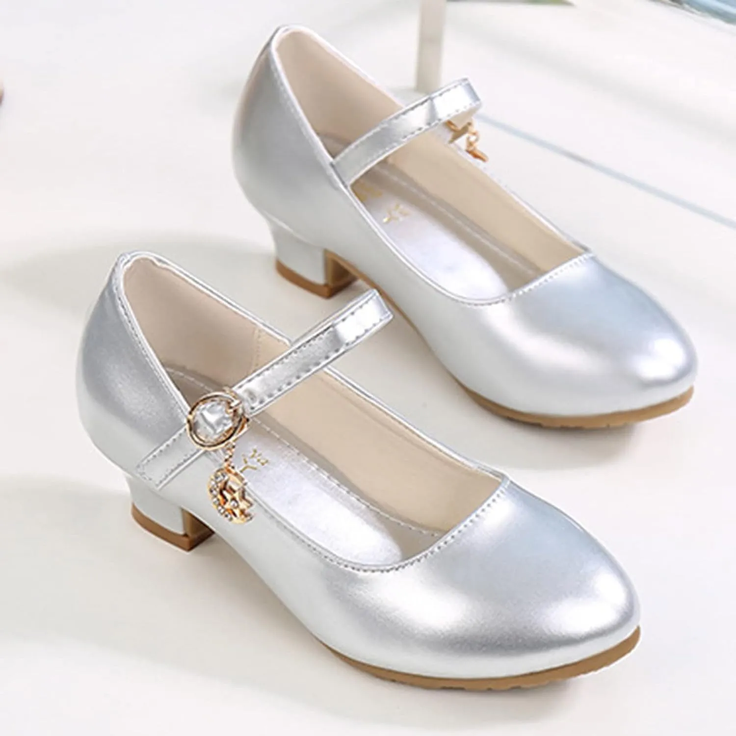 Girls Mary Jane Dress Shoes Toddler Flower Girl Wedding School Uniform Low Heels Little Kids Pump Shoes