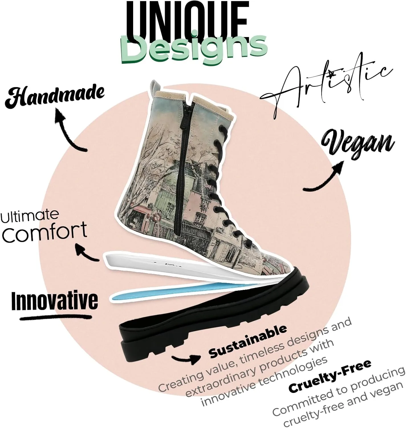 Gisele Boots for Women - Handmade and Vegan Leather Mid Calf Boots for Women,