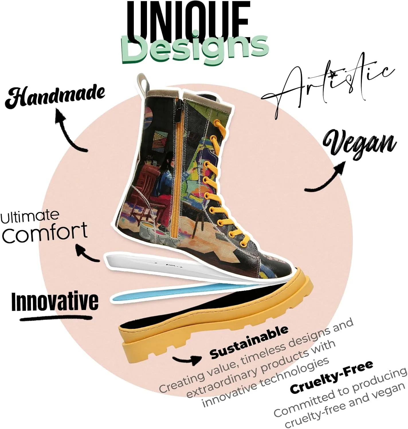 Gisele Boots for Women - Handmade and Vegan Leather Mid Calf Boots for Women,