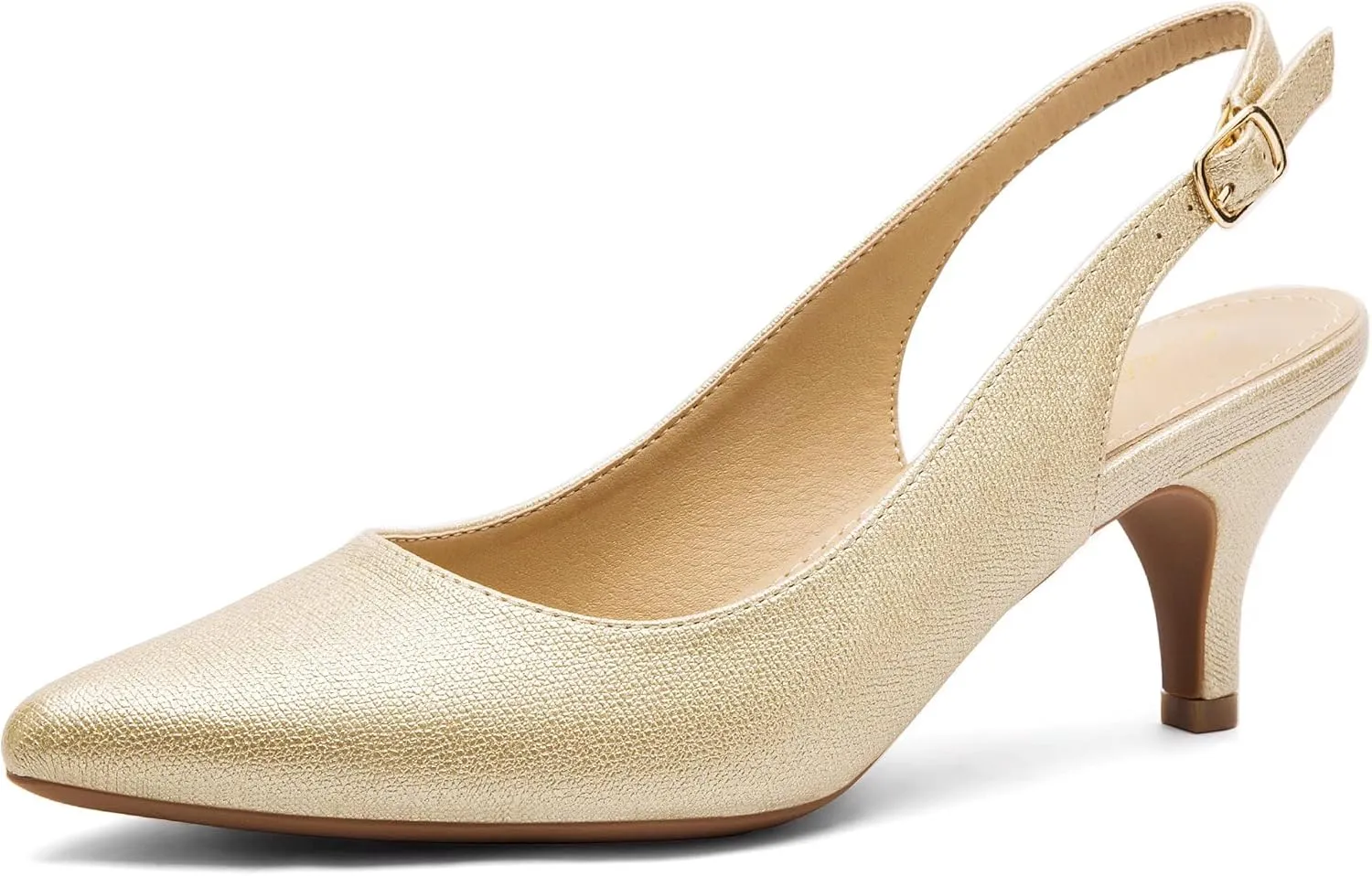 Greatonu Women's Slingback Kitten Heel Pointed Toe Dress Pumps Shoes