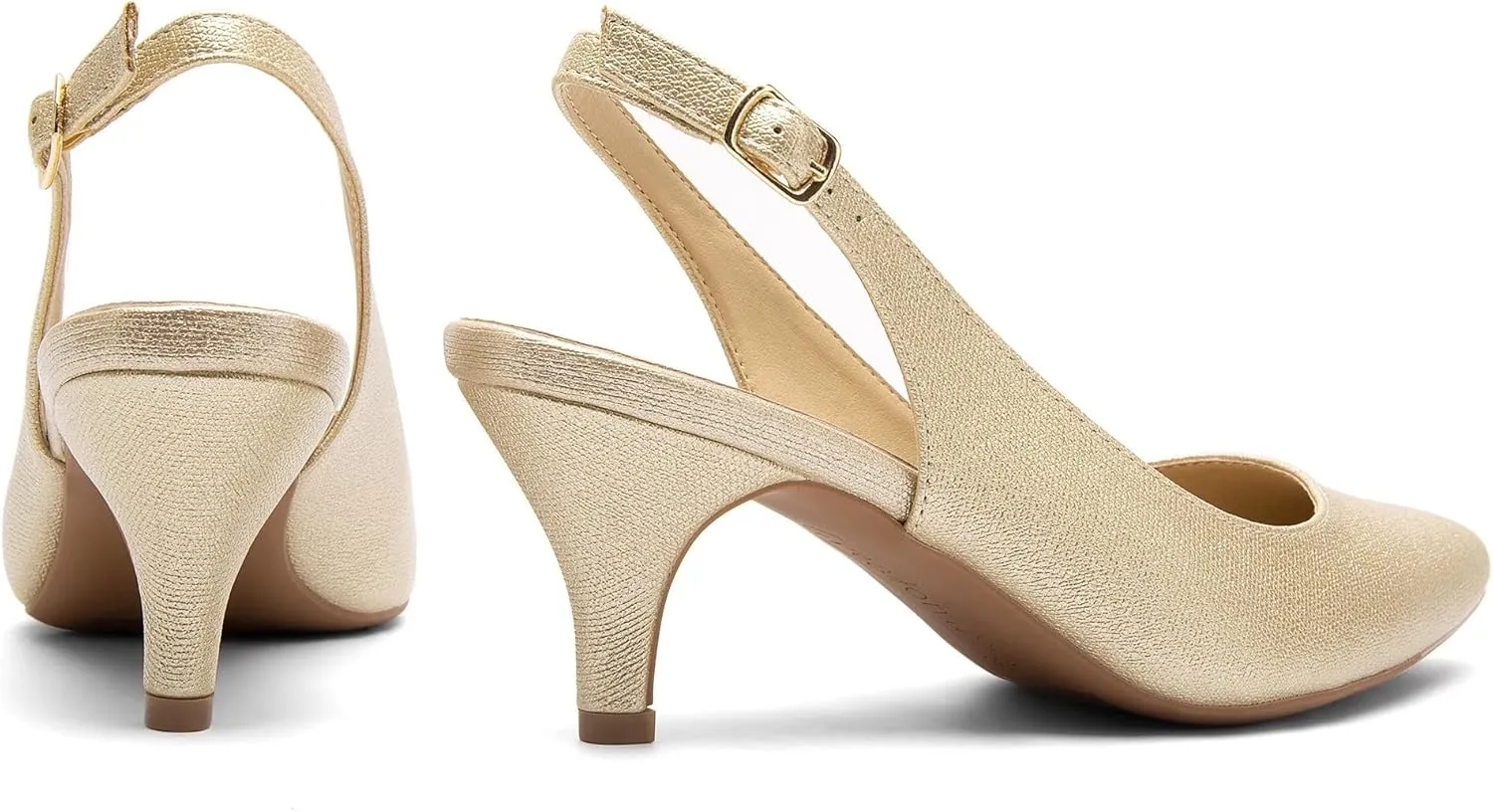 Greatonu Women's Slingback Kitten Heel Pointed Toe Dress Pumps Shoes