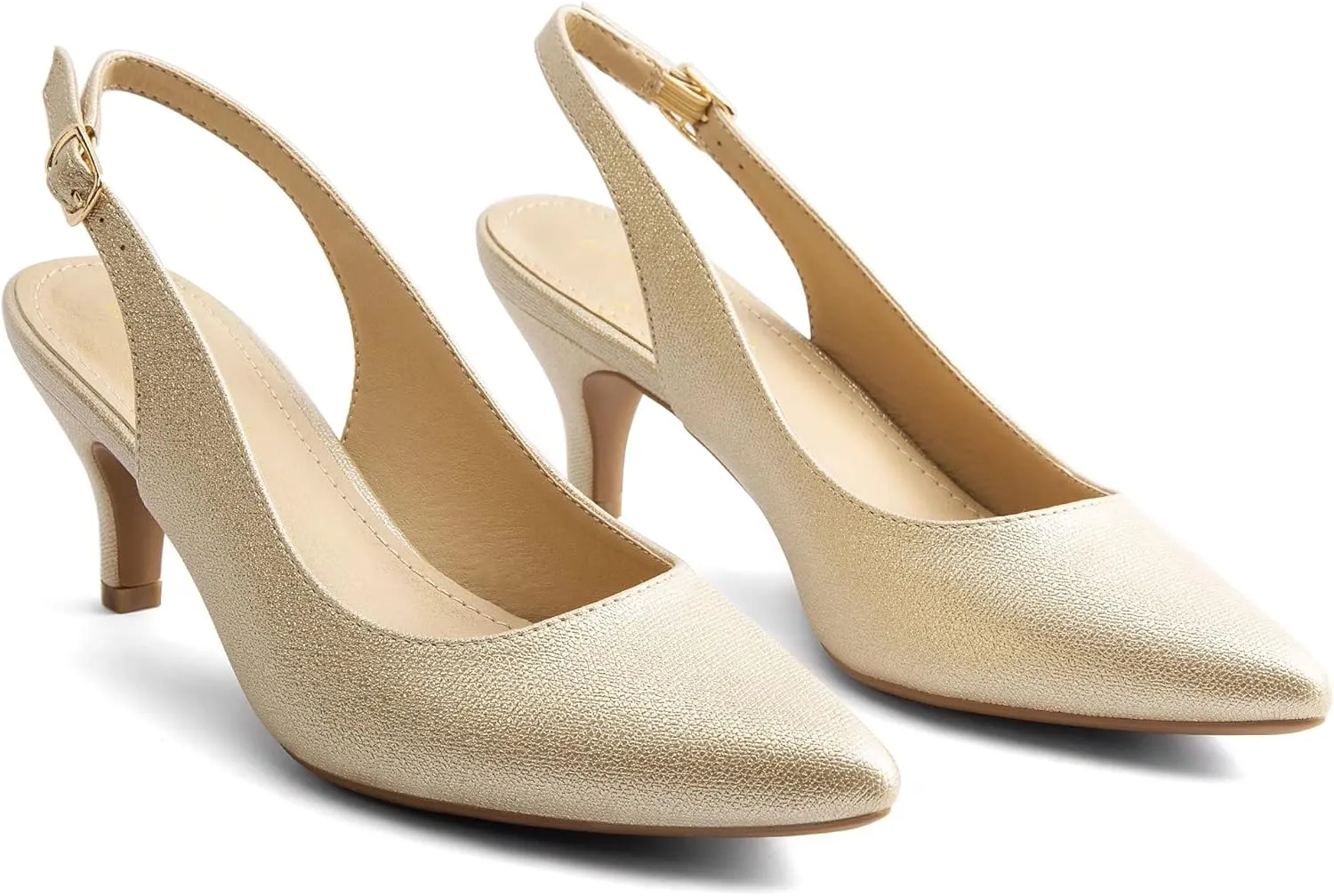 Greatonu Women's Slingback Kitten Heel Pointed Toe Dress Pumps Shoes