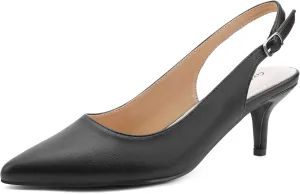 Greatonu Women's Slingback Kitten Heel Pointed Toe Dress Pumps Shoes