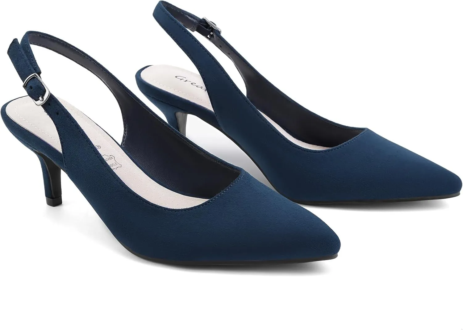 Greatonu Women's Slingback Kitten Heel Pointed Toe Dress Pumps Shoes