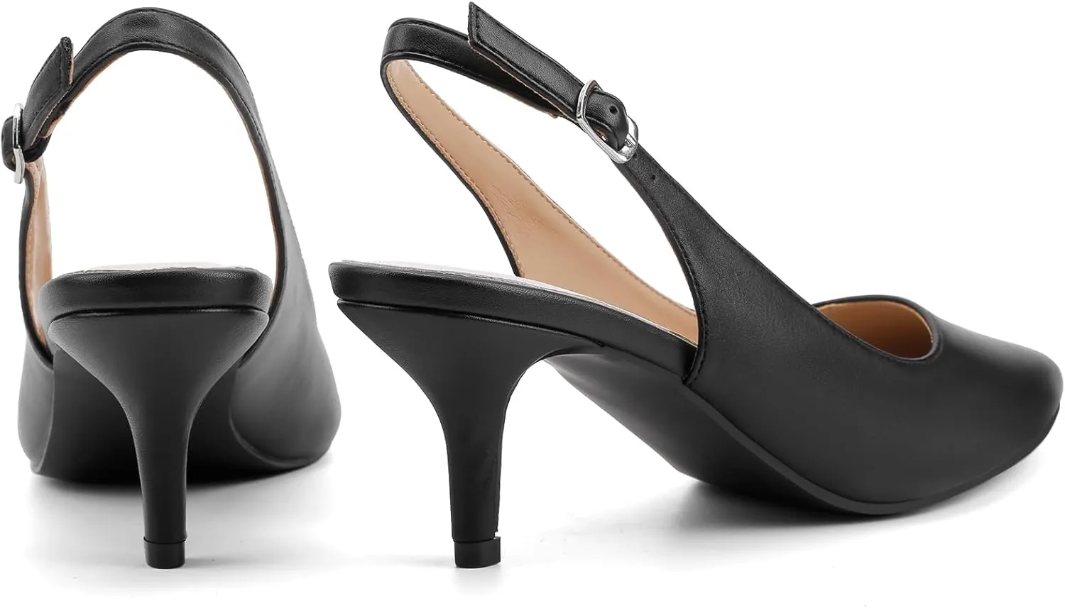 Greatonu Women's Slingback Kitten Heel Pointed Toe Dress Pumps Shoes