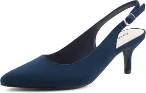 Greatonu Women's Slingback Kitten Heel Pointed Toe Dress Pumps Shoes