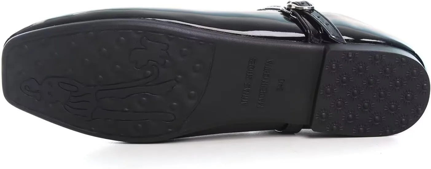 Hee grand Patent Leather Mary Jane Flats for Women Dressy Comfortable Square Toe Ankle Strap Ballet Flats Lightweight