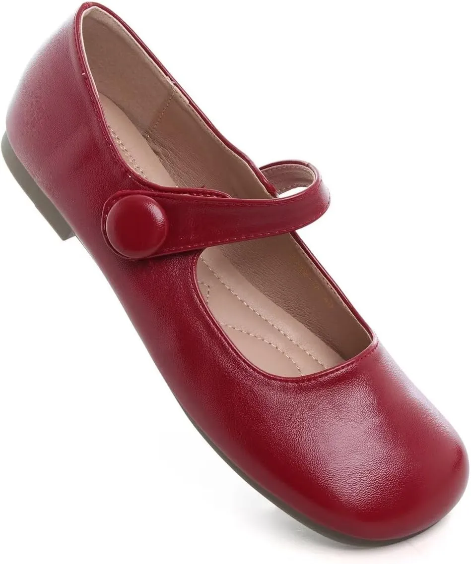 Hee grand Retro Mary Jane Shoes for Women Cute Square Toe Buckle Ballet Flats Leather Dress Flats Soft Work Flats