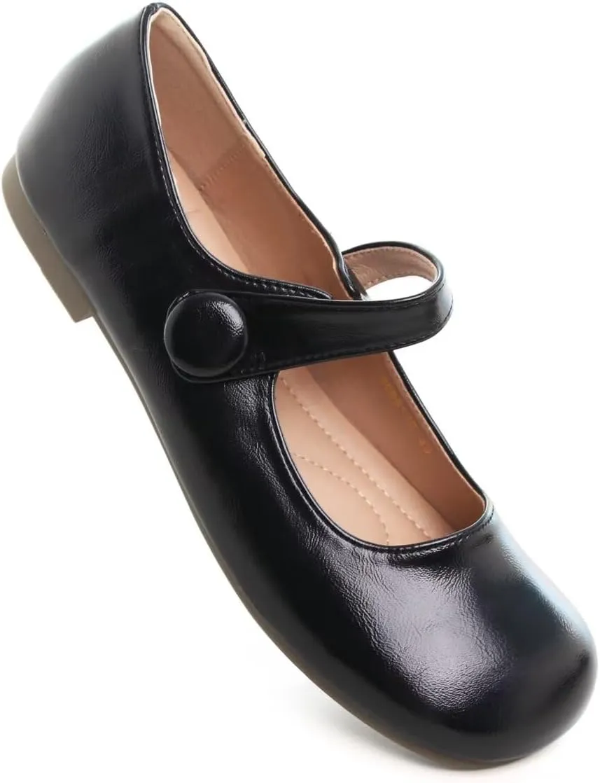 Hee grand Retro Mary Jane Shoes for Women Cute Square Toe Buckle Ballet Flats Leather Dress Flats Soft Work Flats
