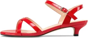 HEUIVZAR Womens Kitten Low Heel Open Toe Dress Ankle Cross-Strap Sandals Slingback Buckle Prom Casual Patent Leather Shoes 1.2 Inches Heels