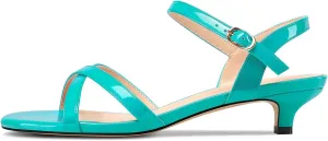 HEUIVZAR Womens Kitten Low Heel Open Toe Dress Ankle Cross-Strap Sandals Slingback Buckle Prom Casual Patent Leather Shoes 1.2 Inches Heels