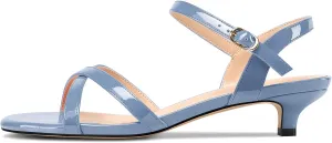 HEUIVZAR Womens Kitten Low Heel Open Toe Dress Ankle Cross-Strap Sandals Slingback Buckle Prom Casual Patent Leather Shoes 1.2 Inches Heels