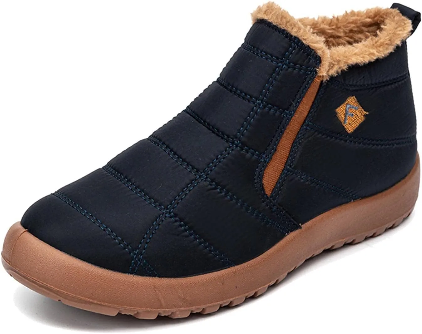 hlysgo Mens Womens Winter Comfortable Warm Ankle Boots Waterproof Outdoor Hiking Casual Flat Snow Booties