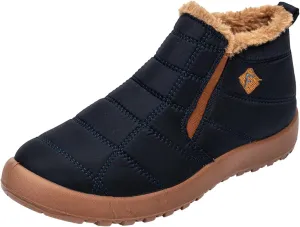 hlysgo Mens Womens Winter Comfortable Warm Ankle Boots Waterproof Outdoor Hiking Casual Flat Snow Booties