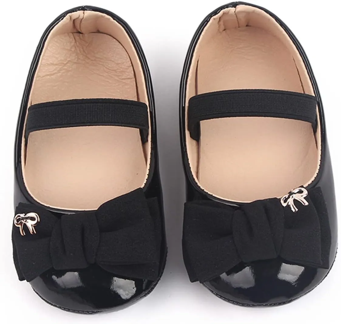 Infant Baby Girl Mary Jane Dress Shoes Ballet Flats for Girl Wedding Party School Shoes Bowknot Girls Dress up Shoes