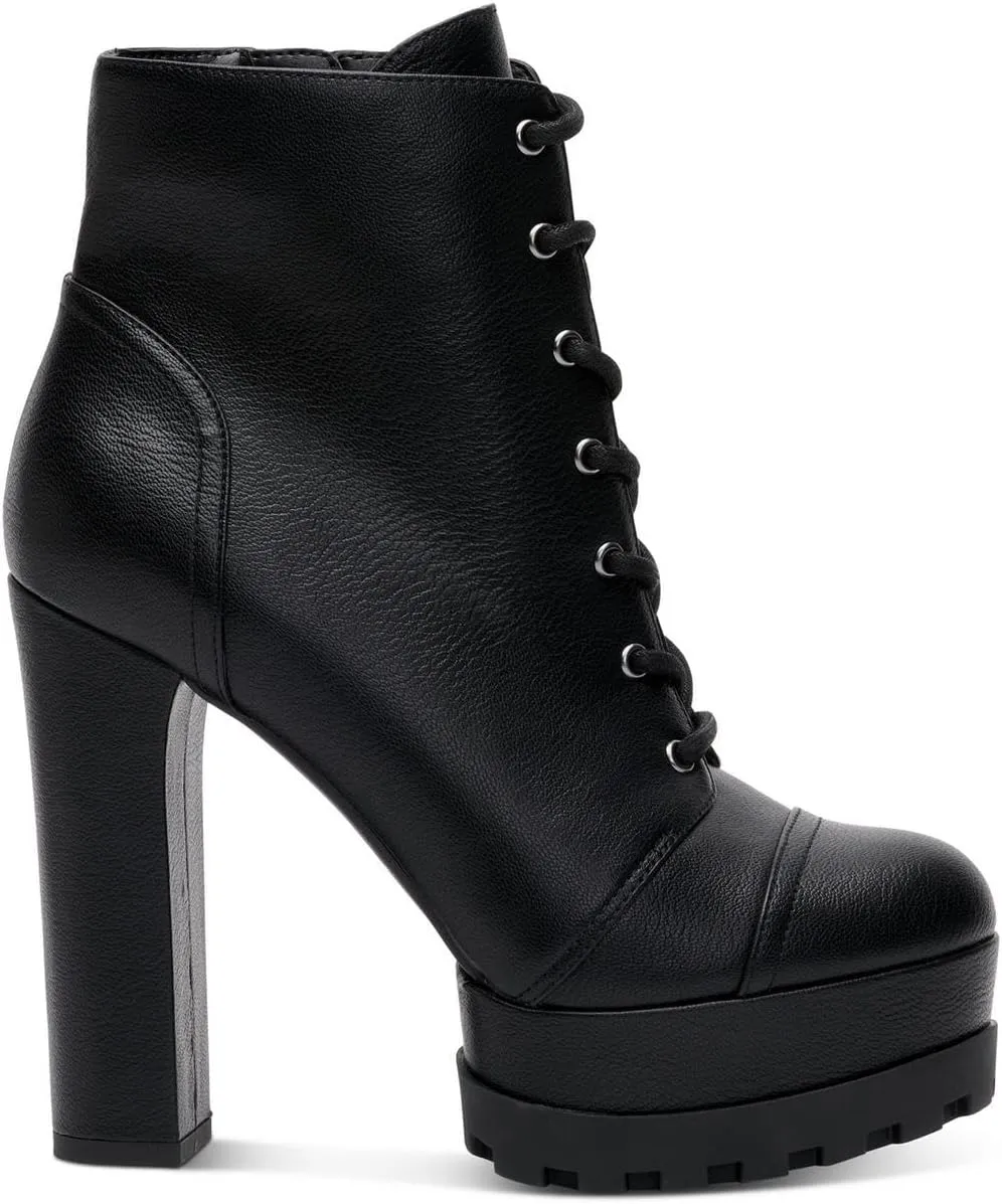 Jessica Simpson Womens Imala Faux Leather Ankle Combat & Lace-up Boots