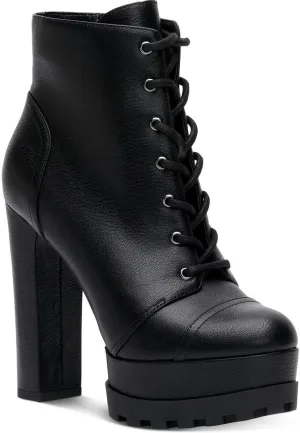 Jessica Simpson Womens Imala Faux Leather Ankle Combat & Lace-up Boots