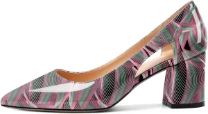Joseywade Women Low Block Chunky Heel Pumps Slip On Cutout 2.5 Inches Closed Pointed Toe Comfort Shoes