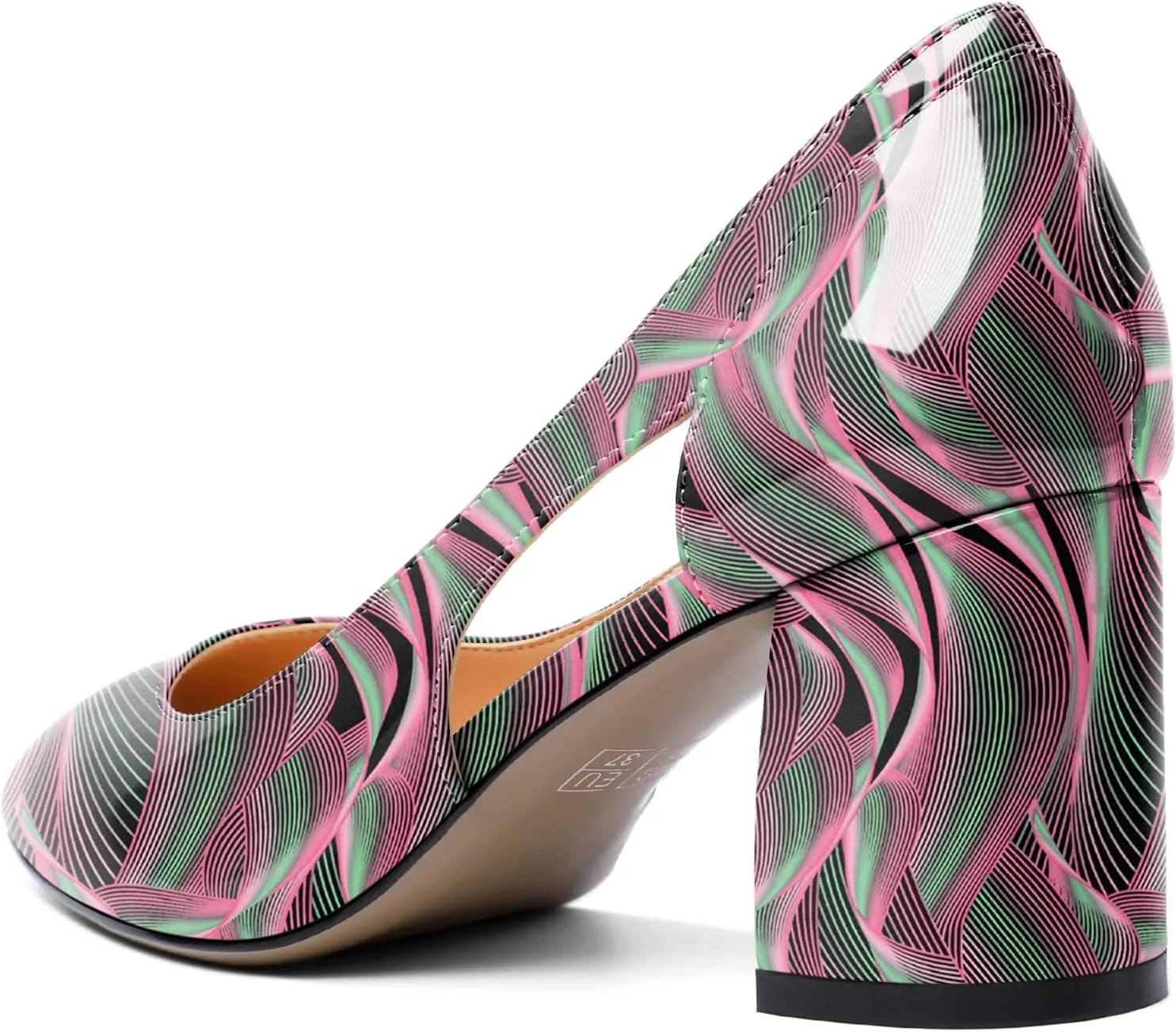 Joseywade Women Low Block Chunky Heel Pumps Slip On Cutout 2.5 Inches Closed Pointed Toe Comfort Shoes